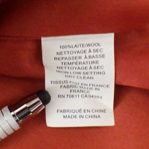 Vex Collection Women's 100% Wool Coat Orange Lined Pockets Button Closure Pleats - Picture 8 of 11